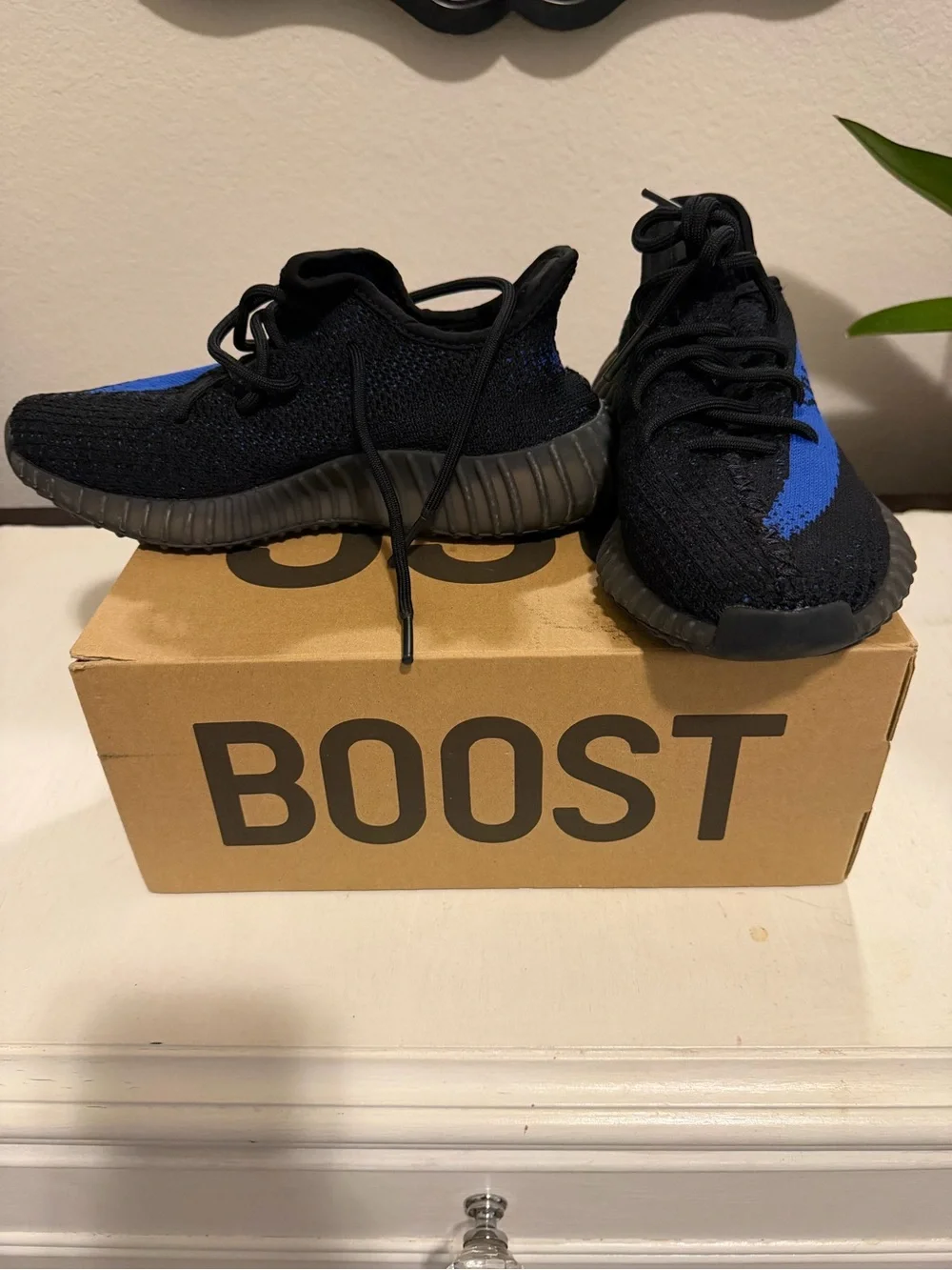 Yeezy Boost 350 V2 Black with Blue Stripe Sneakers